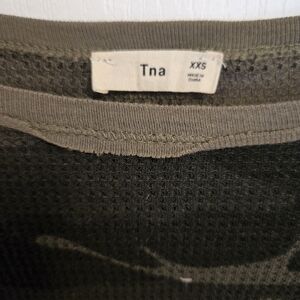 Tna Olive Green Waffle Knit Top